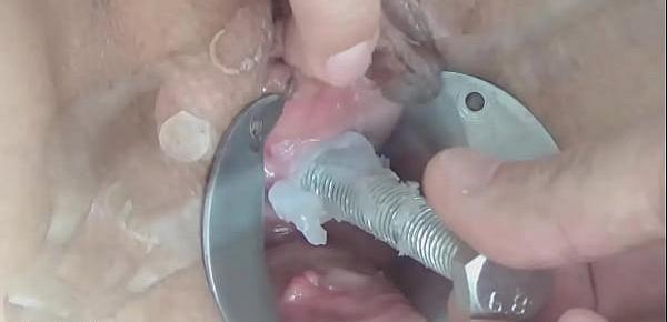  Extreme Peehole Play Fucking with Vibrator and Tortured pisshole with Screw